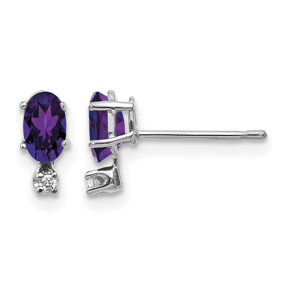 14K White Gold Diamond and Amethyst Birthstone Earrings (XBE181W)