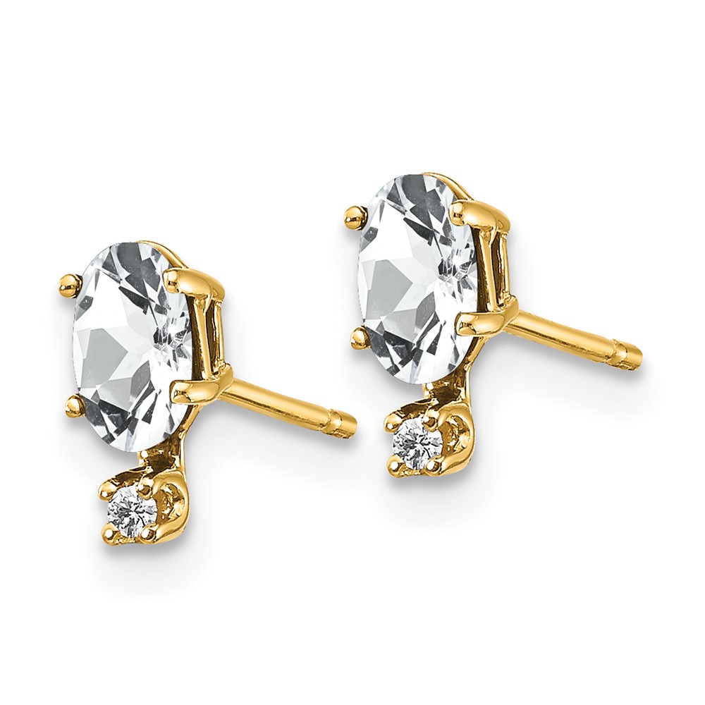14k Diamond & White Topaz Birthstone Earrings (XBE183)