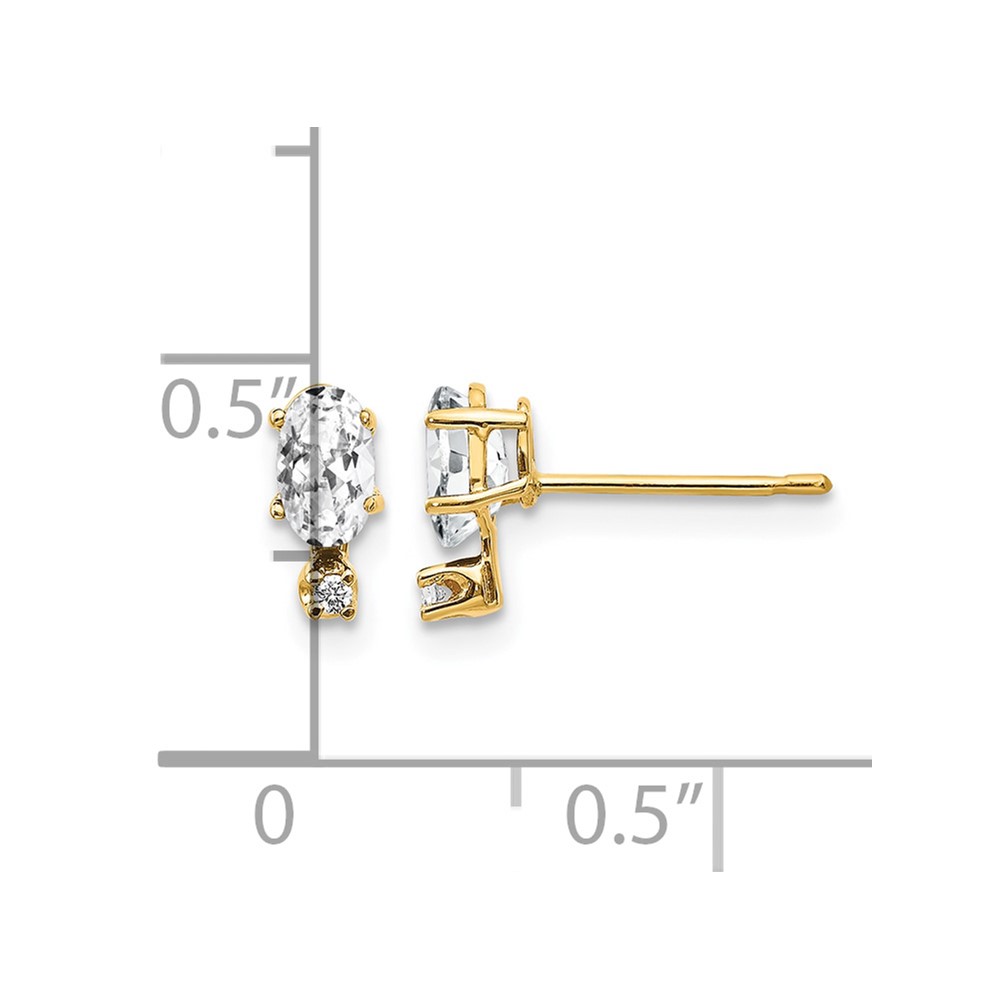 14k Diamond & White Topaz Birthstone Earrings (XBE183)