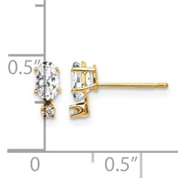 14K Yellow Gold Diamond and 5x 3 Oval April White Topaz Birthstone Earrings view 4