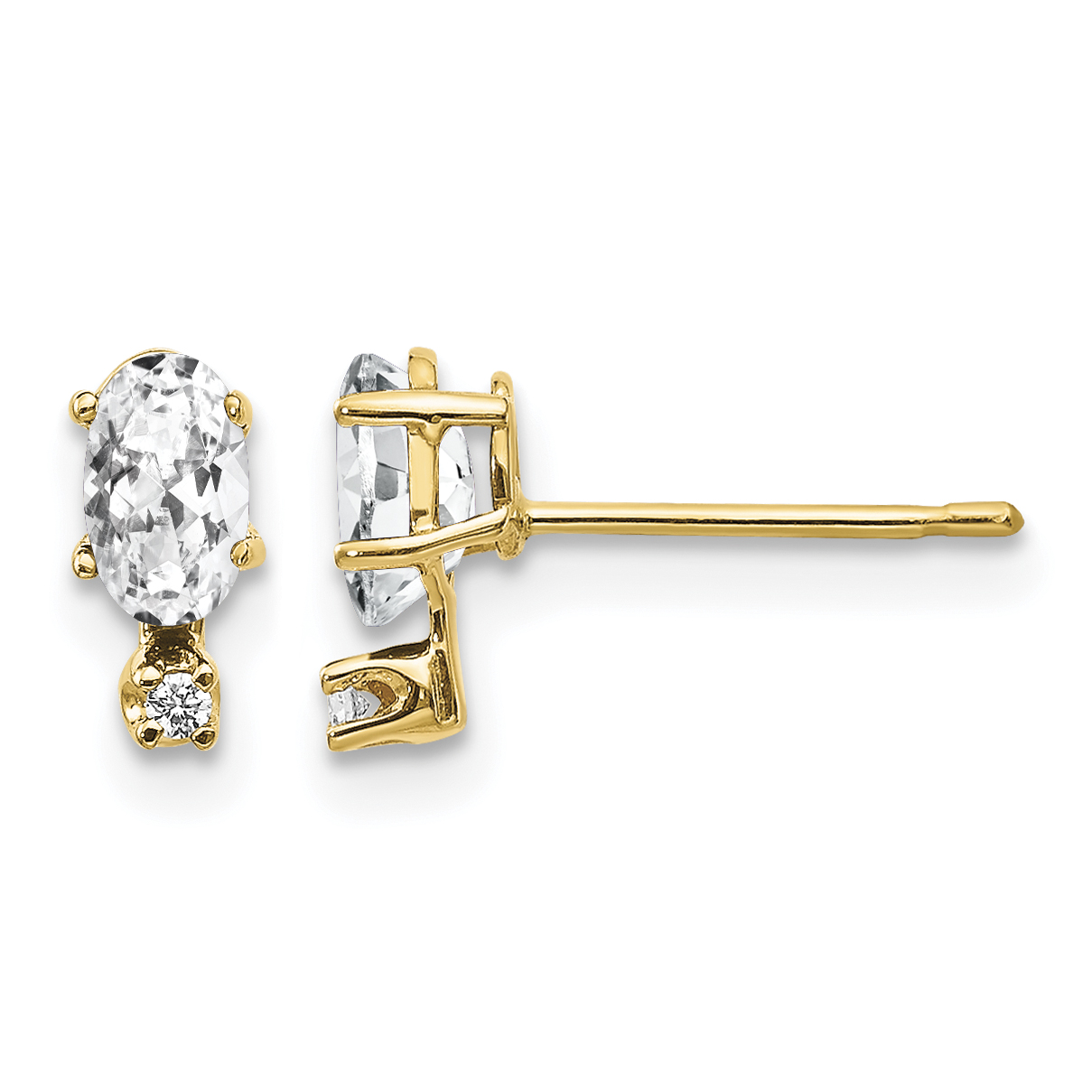 14k Diamond & White Topaz Birthstone Earrings (XBE183)