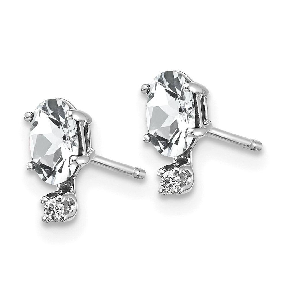 14K White Gold Diamond and White Topaz Birthstone Earrings (XBE183W)