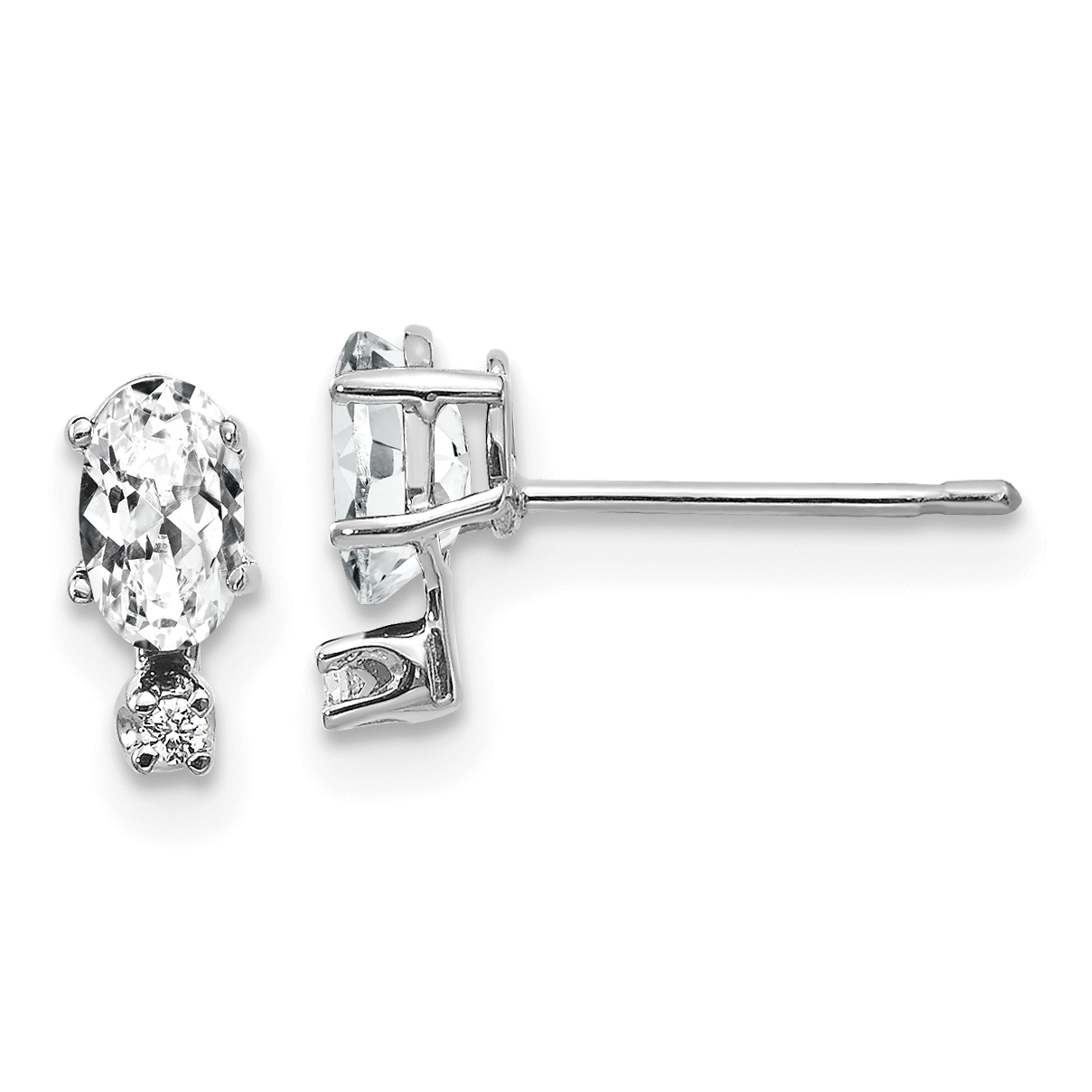 14K White Gold Diamond and White Topaz Birthstone Earrings (XBE183W)
