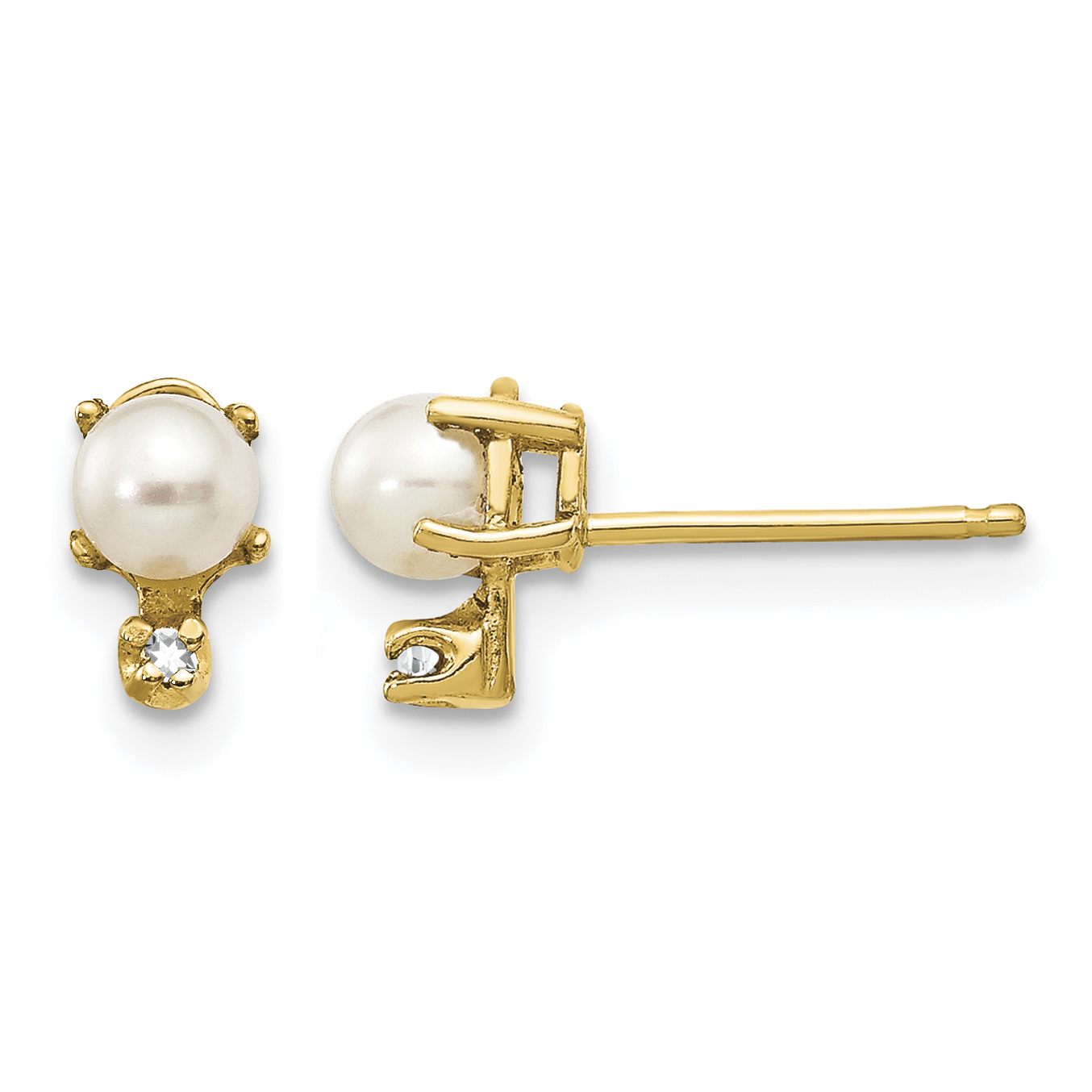 14k Diamond & FW Cultured Pearl Birthstone Earrings (XBE185)