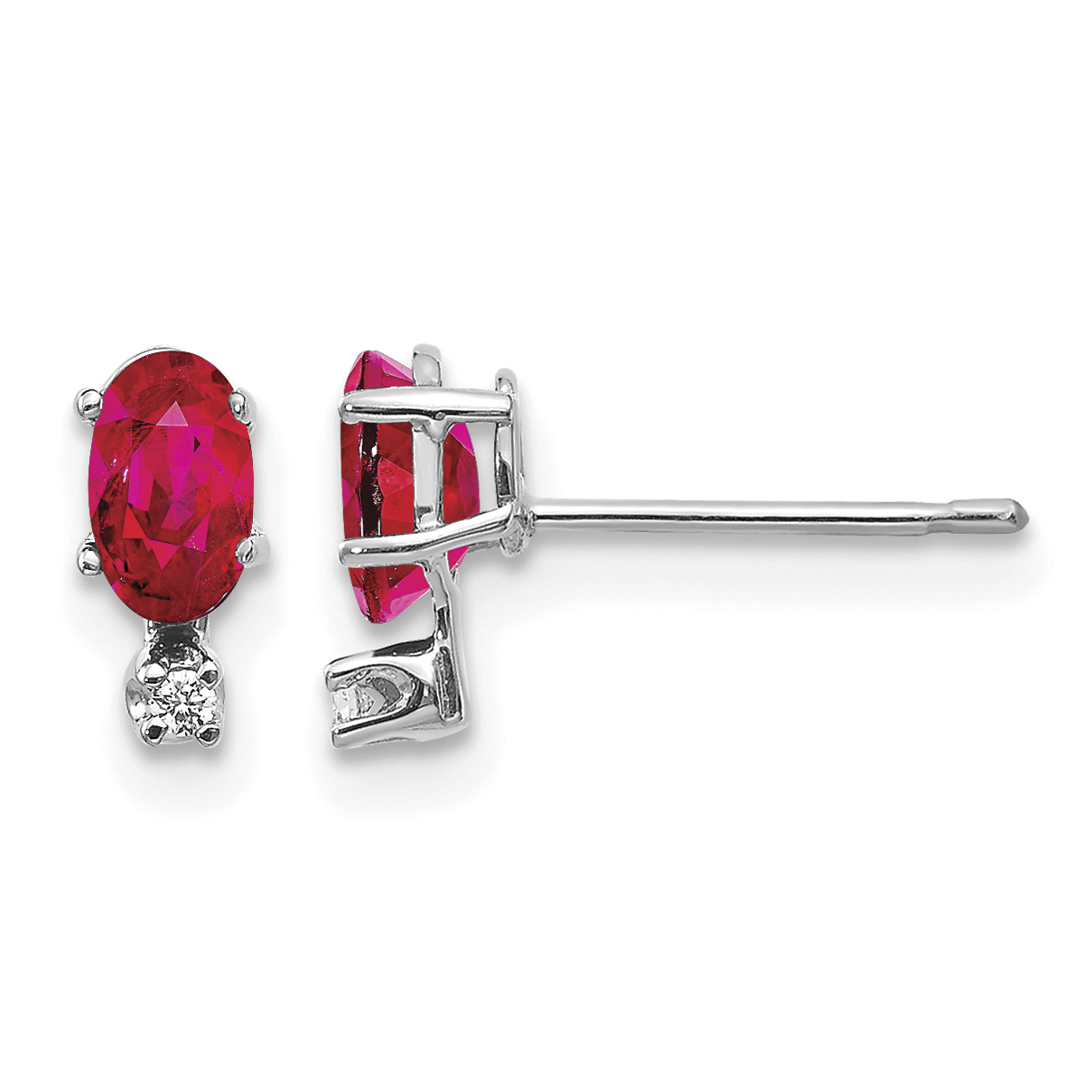 14K White Gold Diamond and Ruby Birthstone Earrings (XBE186W)
