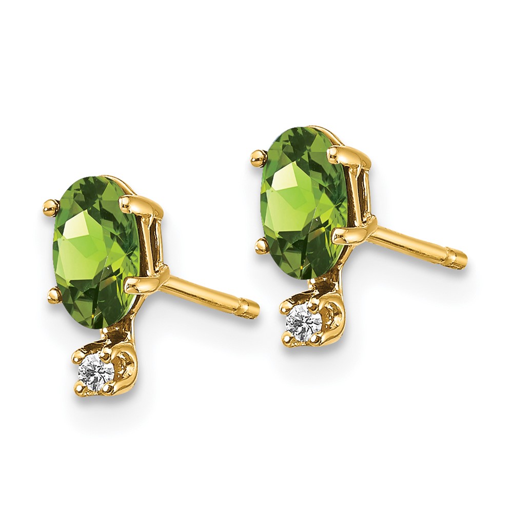 14k Diamond & Peridot Birthstone Earrings (XBE187)