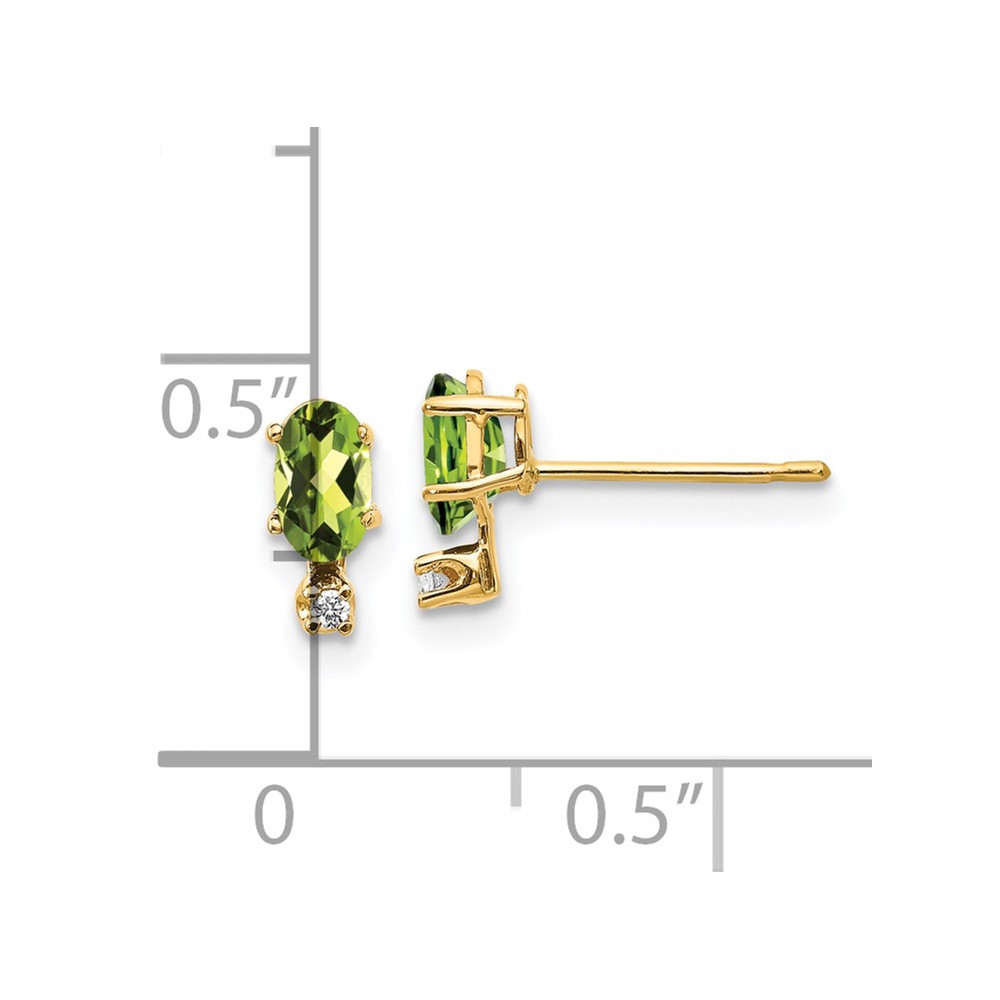 14k Diamond & Peridot Birthstone Earrings (XBE187)