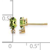 14K Yellow Gold Diamond and 5x 3 Oval August Peridot Birthstone Earrings view 4