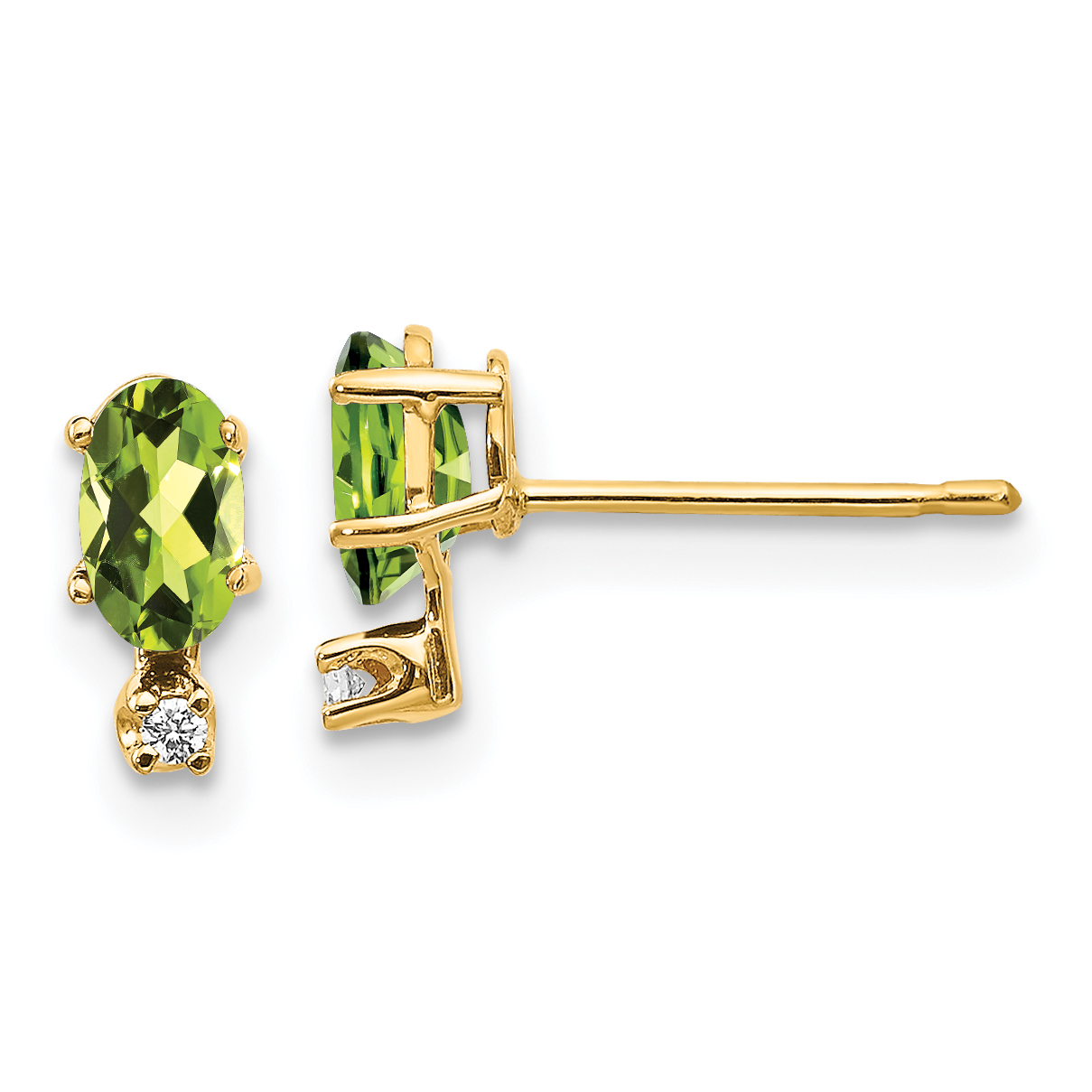 14k Diamond & Peridot Birthstone Earrings (XBE187)