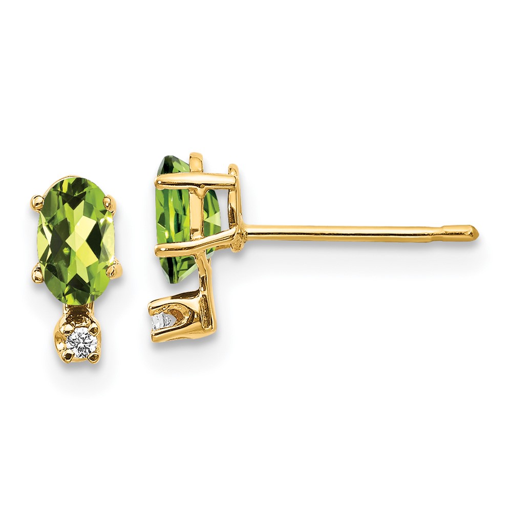 14k Diamond & Peridot Birthstone Earrings (XBE187)