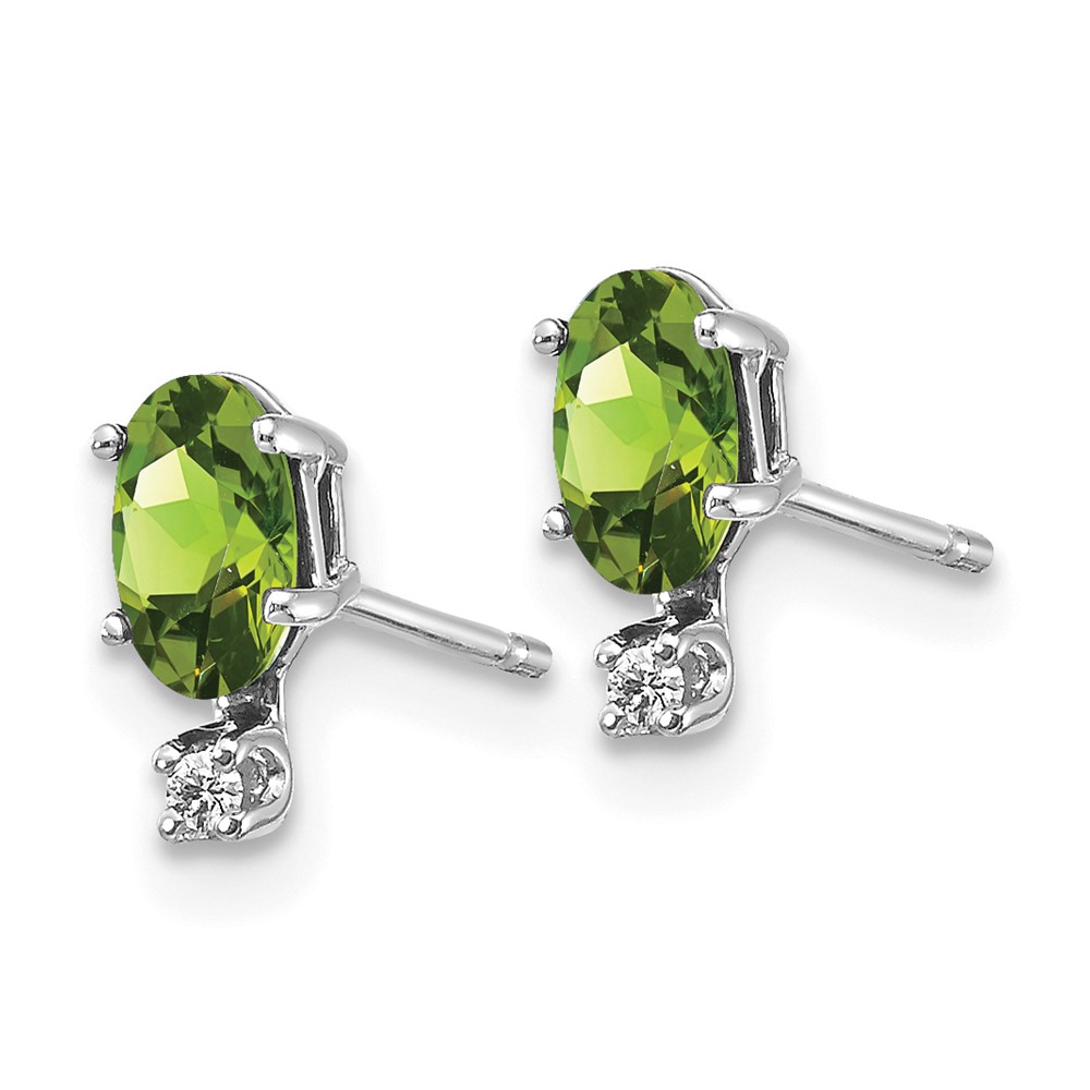 14K White Gold Diamond and Peridot Birthstone Earrings (XBE187W)