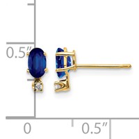 14K Yellow Gold Diamond and 5x 3 Oval September Sapphire Birthstone Earrings view 4