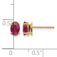 14K 6x4 Oval July Ruby Post Earrings view 4