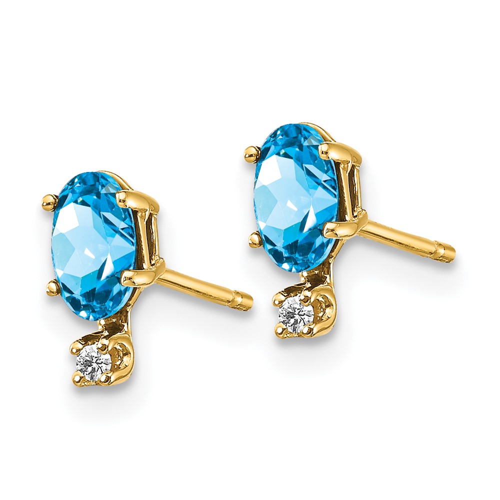 14k Diamond & Blue Topaz Birthstone Earrings (XBE191)
