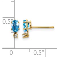 14K Yellow Gold Diamond and 5x 3 Oval December Blue Topaz Birthstone Earrings view 4