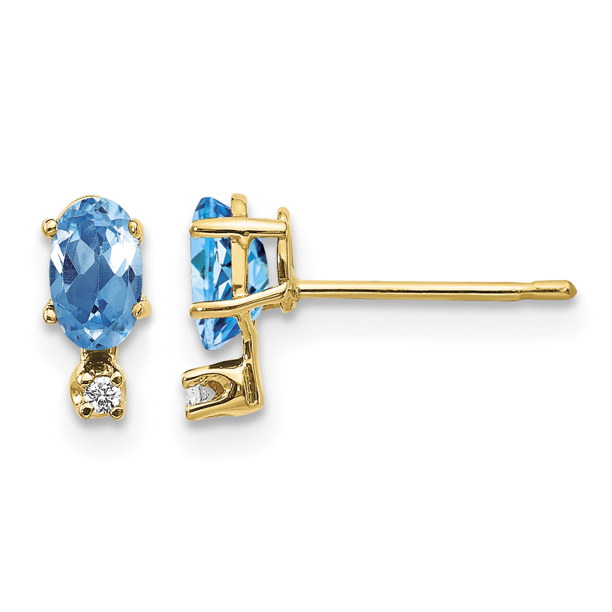 14k Diamond & Blue Topaz Birthstone Earrings (XBE191)