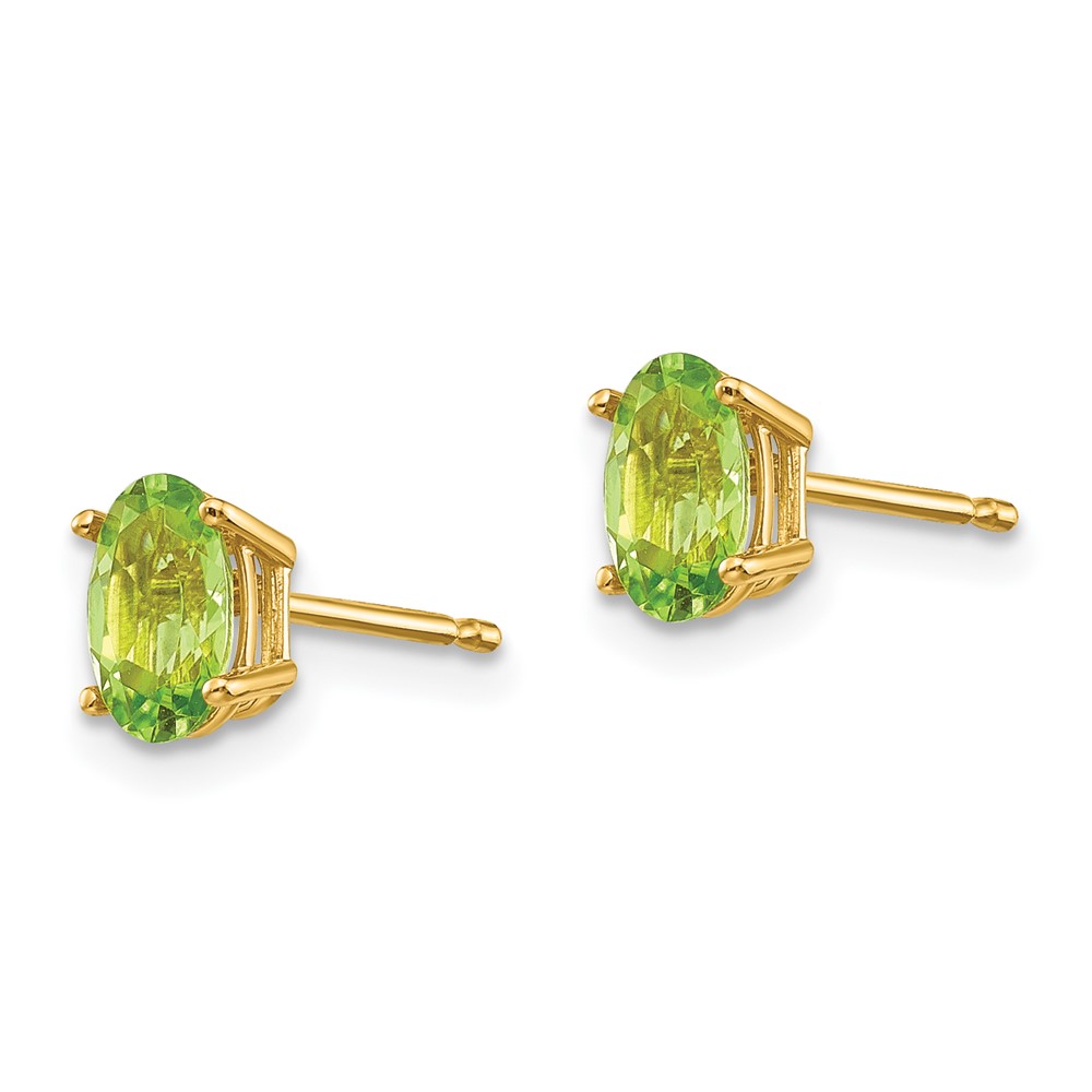 14k 6x4 Oval August/Peridot Post Earrings (XBE20)