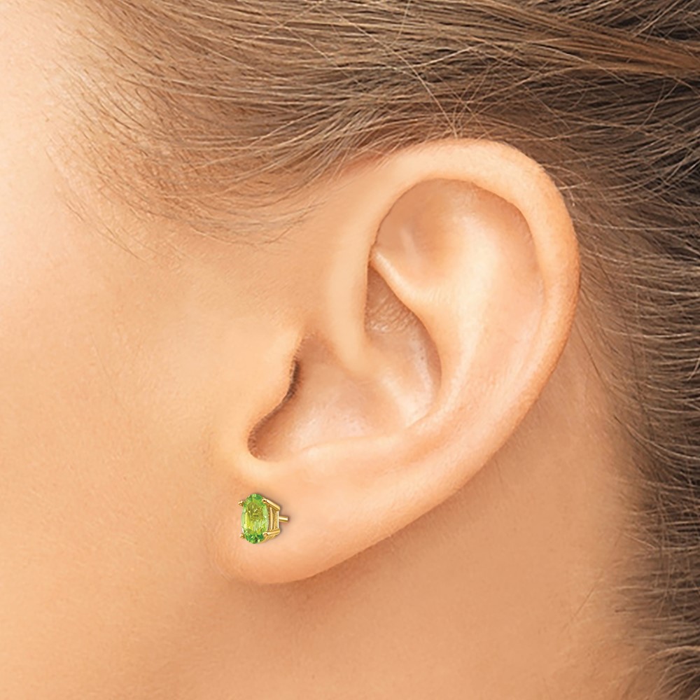 14k 6x4 Oval August/Peridot Post Earrings (XBE20)