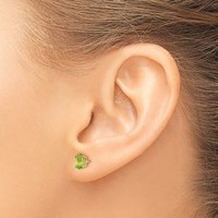 14K Yellow Gold 6x 4 Oval August Peridot Post Earrings view 3
