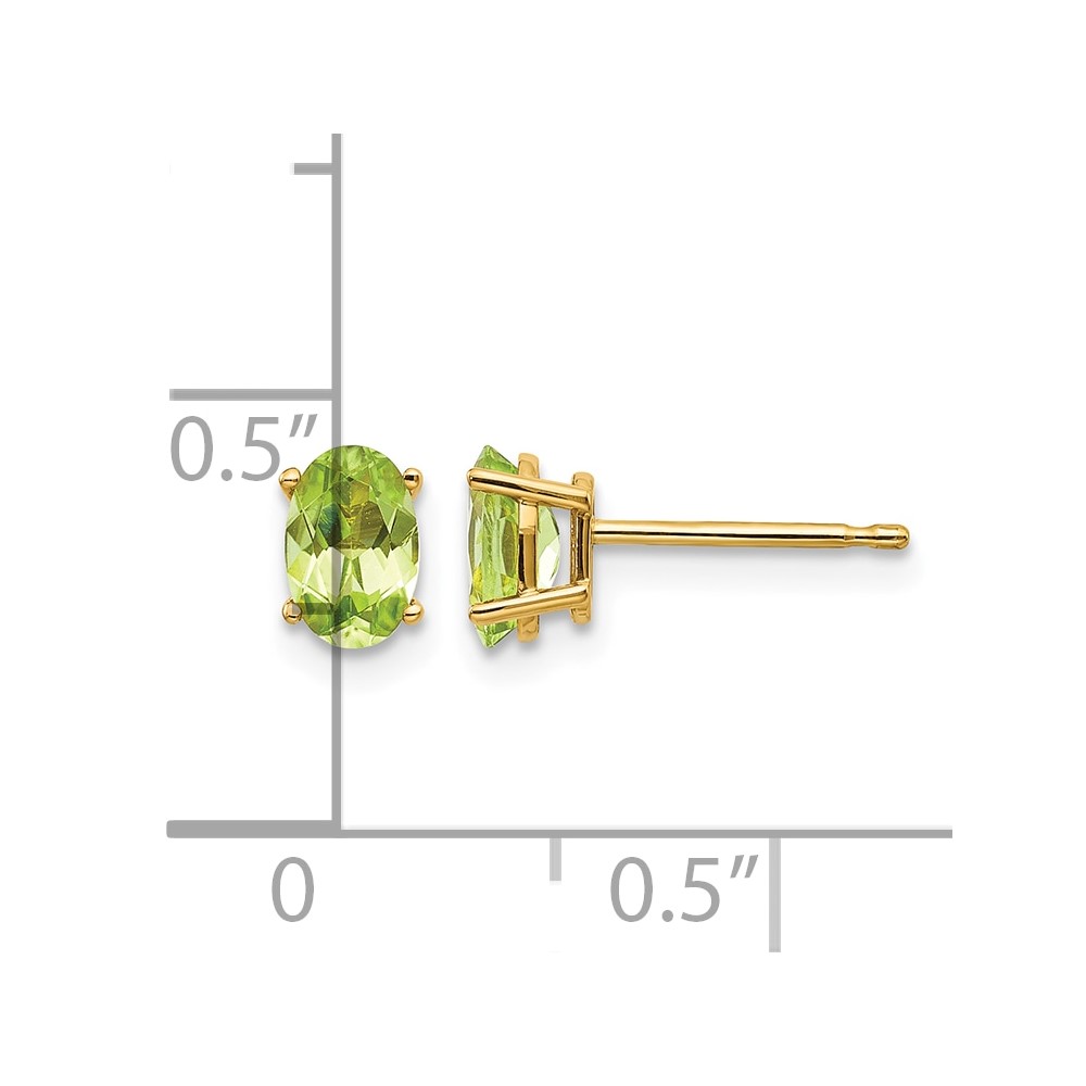 14k 6x4 Oval August/Peridot Post Earrings (XBE20)
