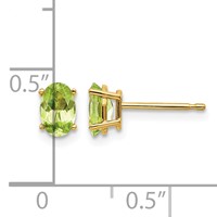 14K Yellow Gold 6x 4 Oval August Peridot Post Earrings view 4