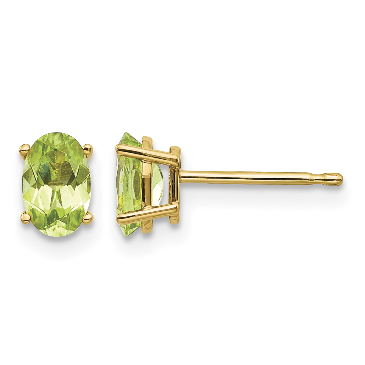 14k 6x4 Oval August/Peridot Post Earrings (XBE20)