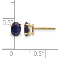 14K Yellow Gold 6x 4 Oval September Sapphire Post Earrings view 4