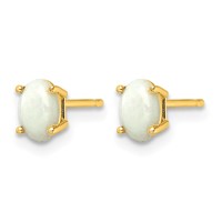 14K Yellow Gold 6x4 Oval October Opal Post Earrings view 2