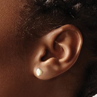 14K Yellow Gold 6x4 Oval October Opal Post Earrings view 3
