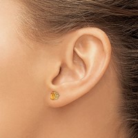 14K Yellow Gold 6x4 Oval November Citrine Post Earrings view 3