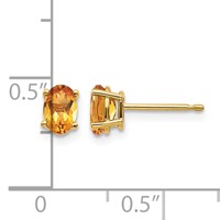 14K Yellow Gold 6x4 Oval November Citrine Post Earrings view 4
