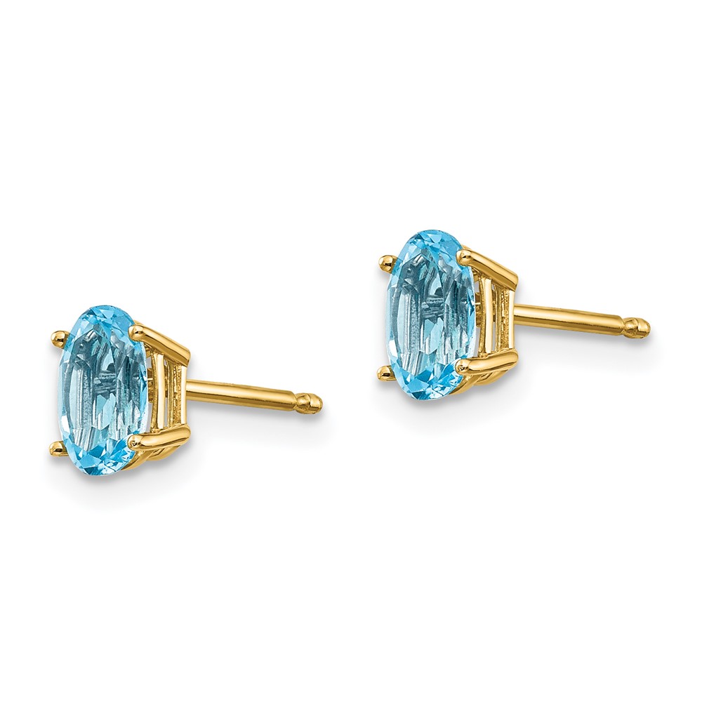 14k 6x4 Oval December/Blue Topaz Post Earrings (XBE24)