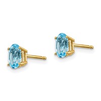 14K 6x4 Oval December Blue Topaz Post Earrings view 2