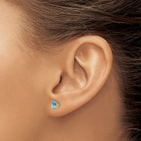 14K 6x4 Oval December Blue Topaz Post Earrings view 3