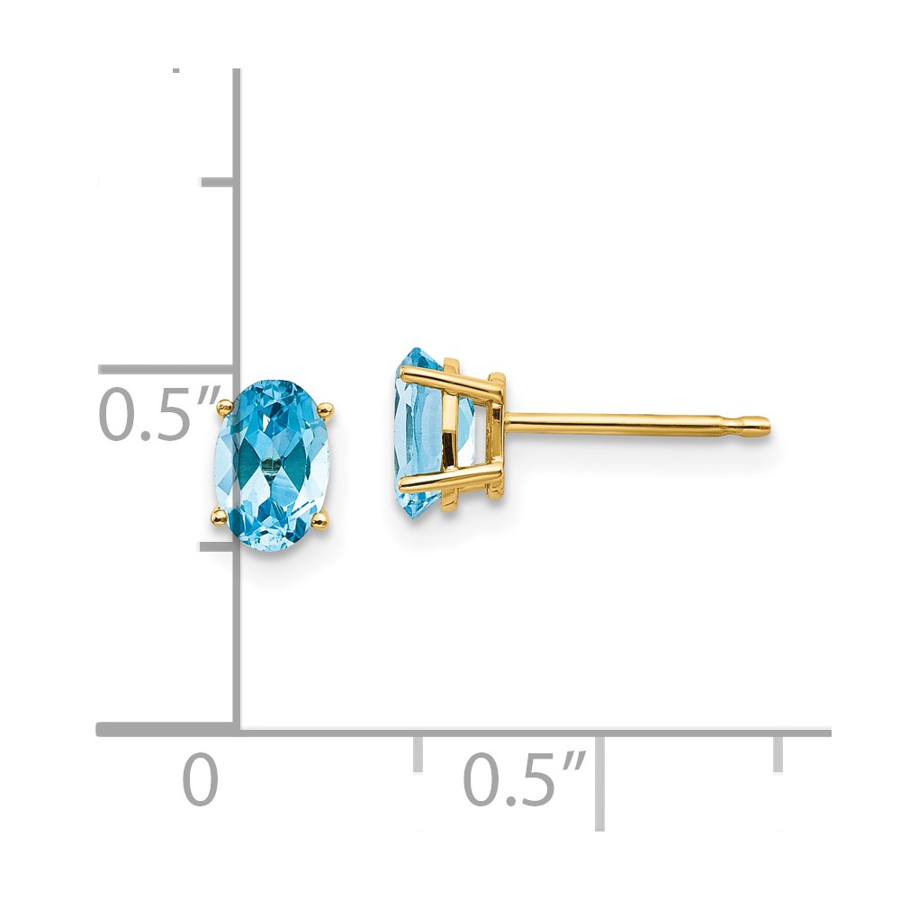 14k 6x4 Oval December/Blue Topaz Post Earrings (XBE24)