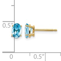 14K 6x4 Oval December Blue Topaz Post Earrings view 4