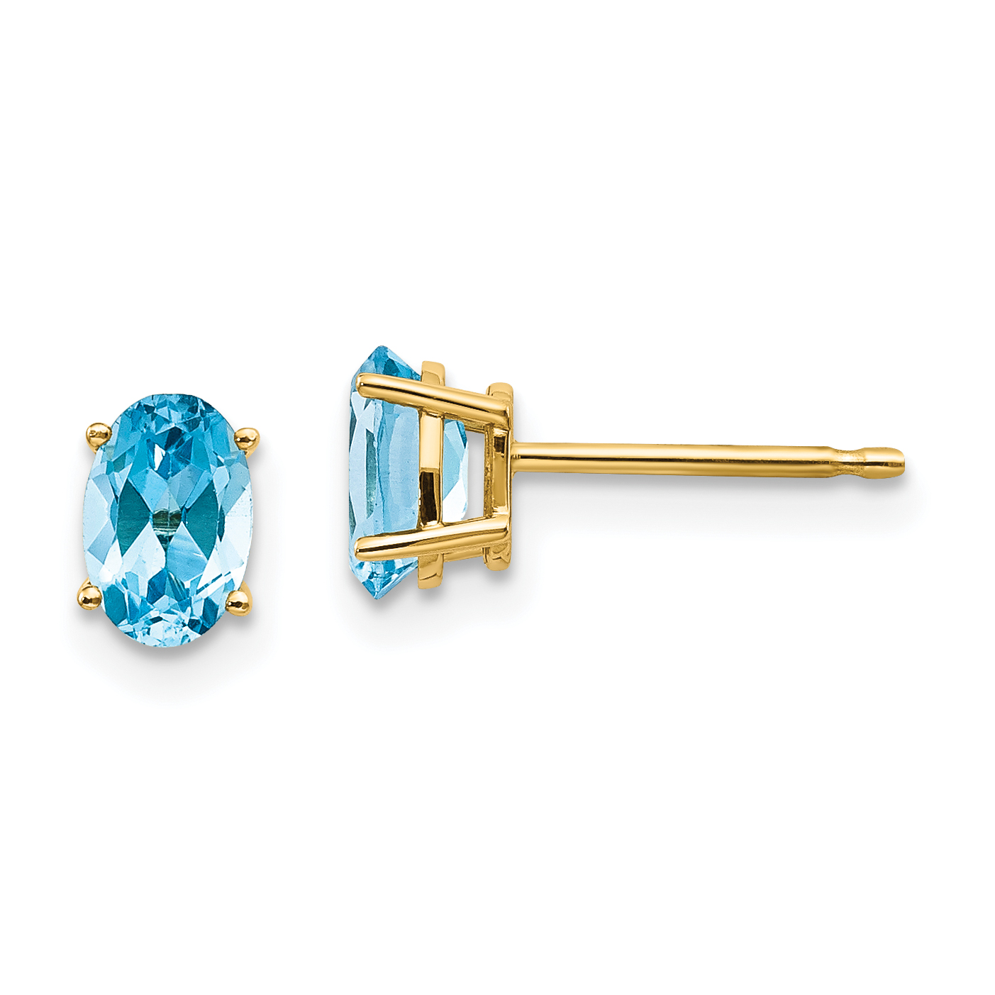 14k 6x4 Oval December/Blue Topaz Post Earrings (XBE24)