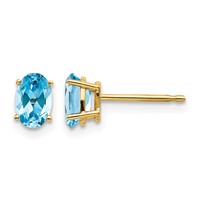 14K 6x4 Oval December Blue Topaz Post Earrings view 1