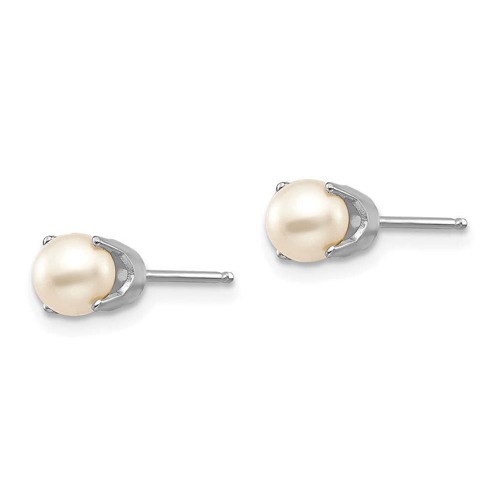 14k White Gold 5mm FW Cultured Pearl Stud Earrings (XBE240)