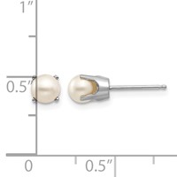 14K White Gold 5mm Round June Freshwater Cultured Pearl Stud Earrings view 4