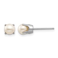 14K White Gold 5mm Round June Freshwater Cultured Pearl Stud Earrings view 1
