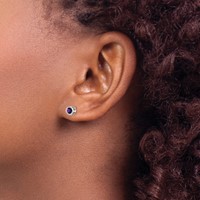 14K White Gold 4mm Round Bezel February Amethyst Post Earrings view 3
