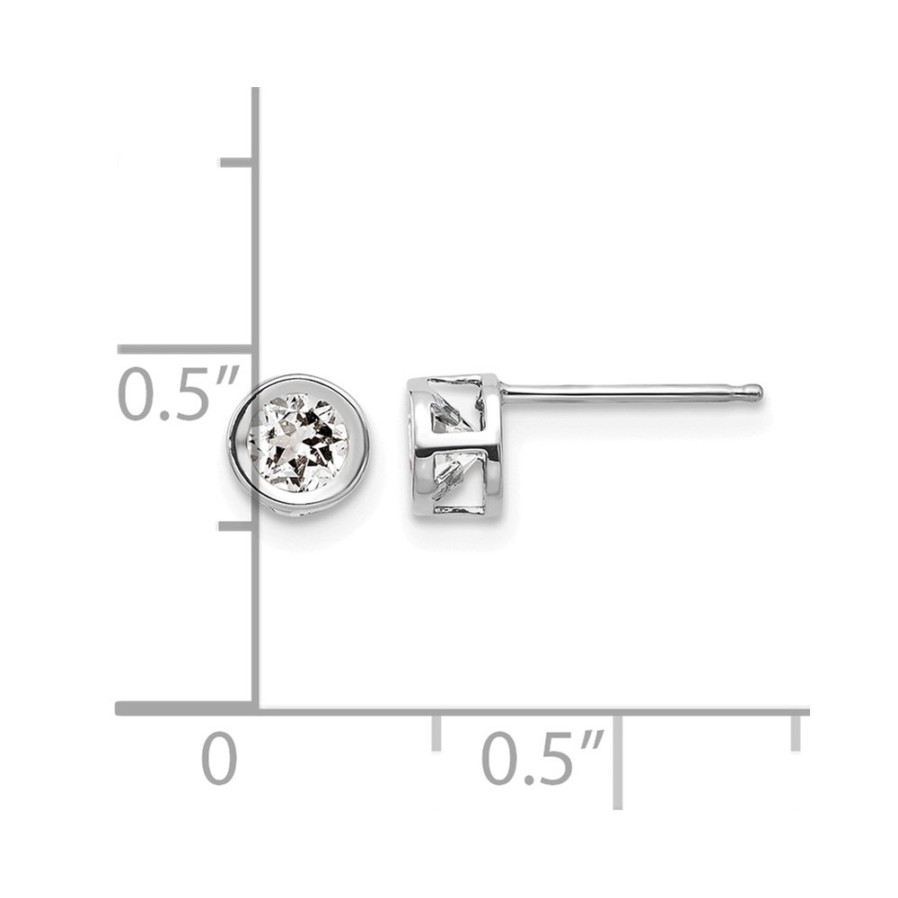 14k White Gold 4mm Bezel April/White Topaz Post Earrings (XBE244)