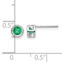 14K White Gold 4mm Round Bezel May Emerald Post Earrings view 4