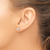 14K White Gold 4mm Round Bezel June Freshwater Cultured Pearl Post Earrings view 3