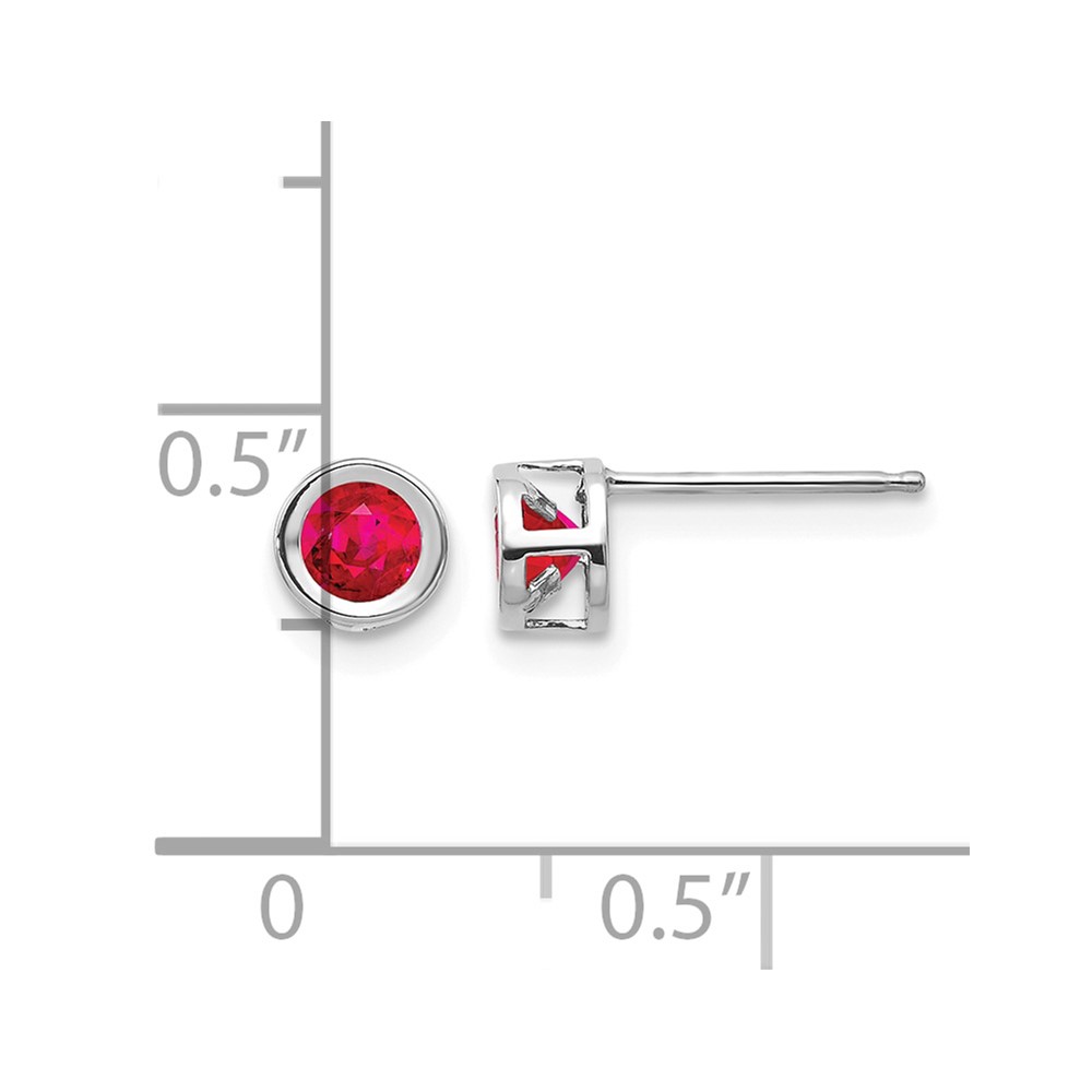 14k White Gold 4mm July Ruby Earrings (XBE247)