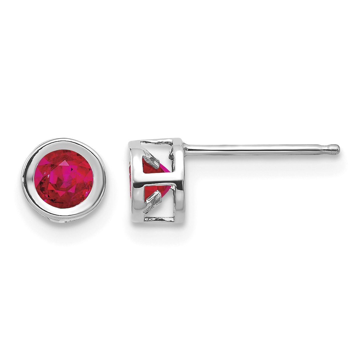 14k White Gold 4mm July Ruby Earrings (XBE247)