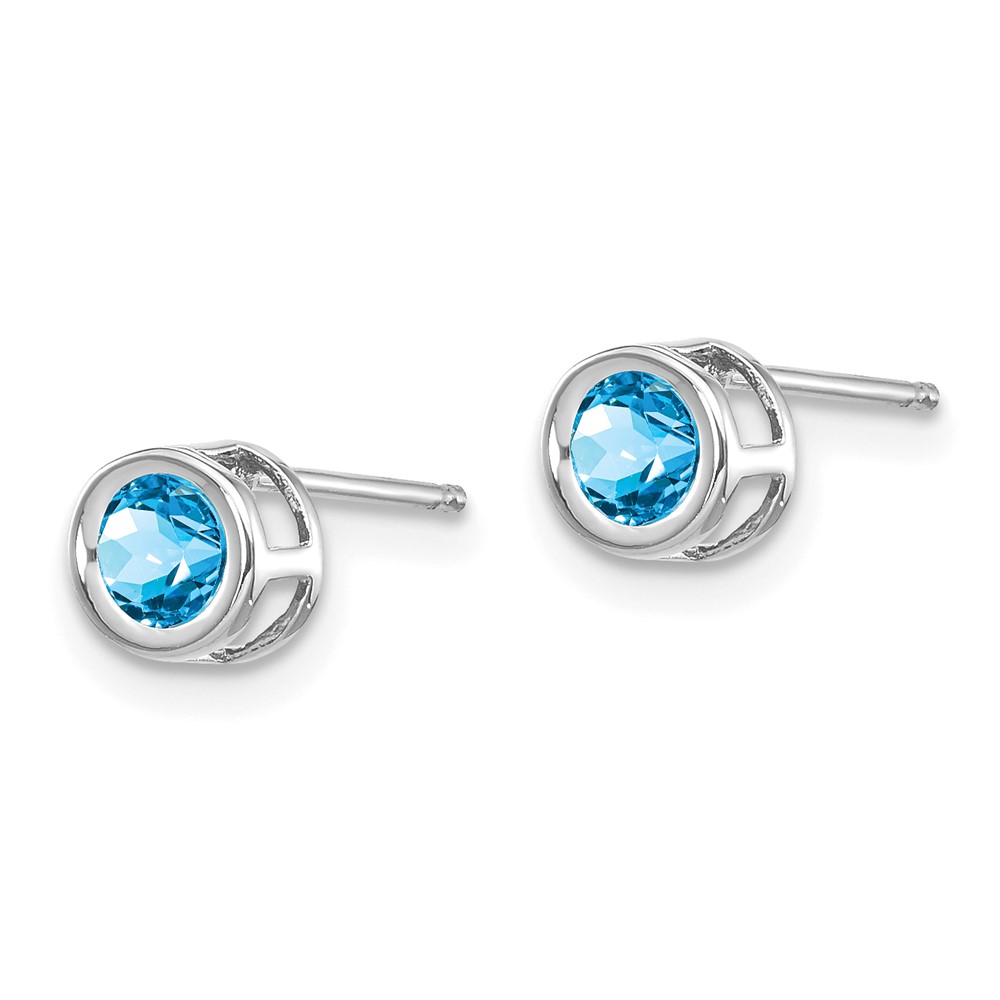 14k White Gold 4mm Blue topaz December Earrings (XBE252)
