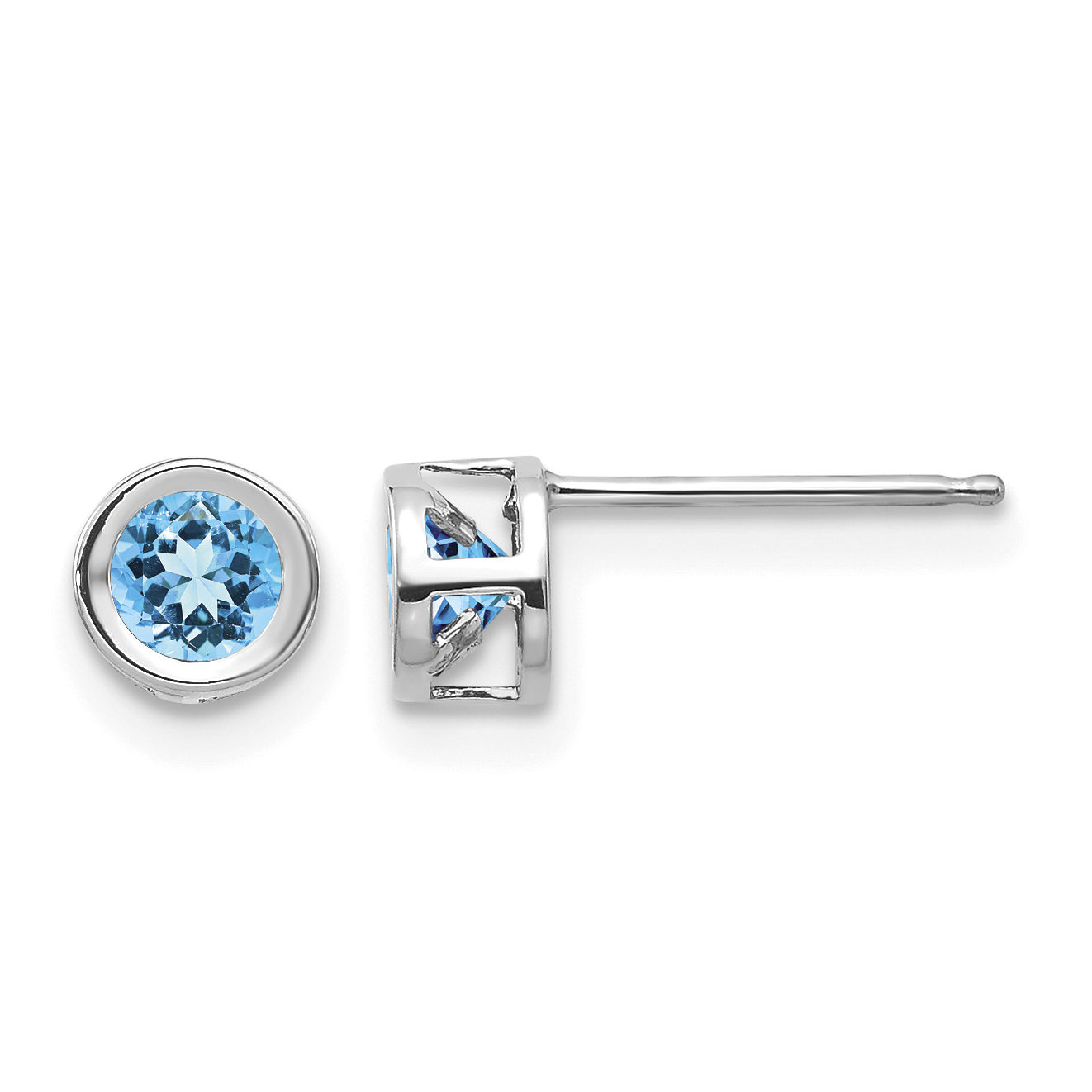 14k White Gold 4mm Blue topaz December Earrings (XBE252)