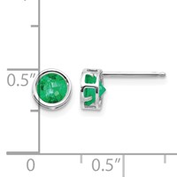 14K White Gold 5mm Round Bezel May Emerald Post Earrings view 4
